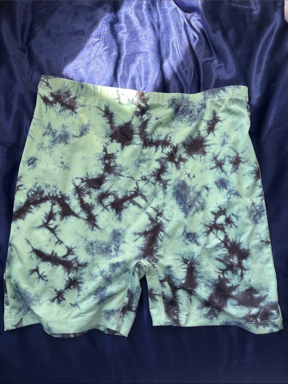 SHEIN Mint Green and Black Tie-Dye Athletic Bike Shorts